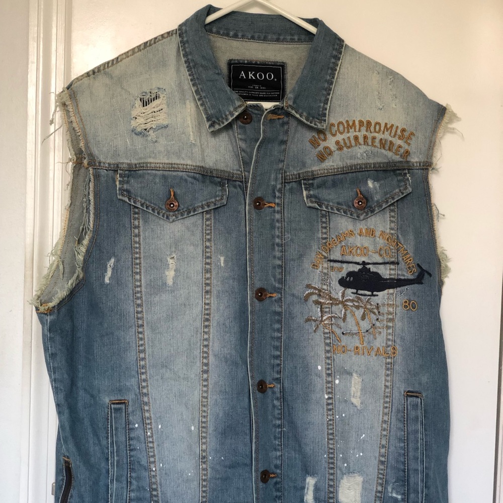 Akoo brand denim vest.